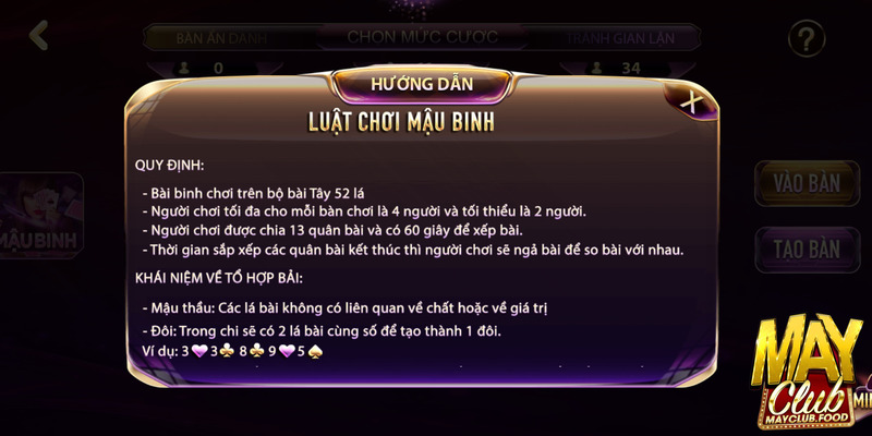 Tìm hiểu mậu binh Mayclub chi tiết từ luật đến kinh nghiệm chơi Chơi mậu binh Mayclub nhanh chóng với luật chơi dễ hiểu