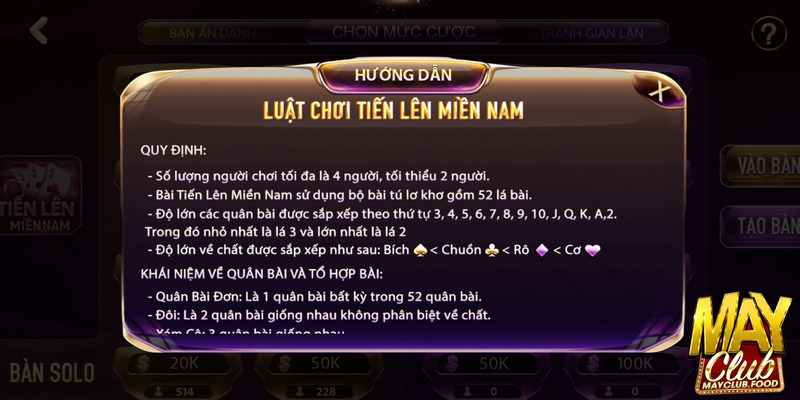 Tiến lên miền Nam Mayclub sở hữu lối chơi linh hoạt